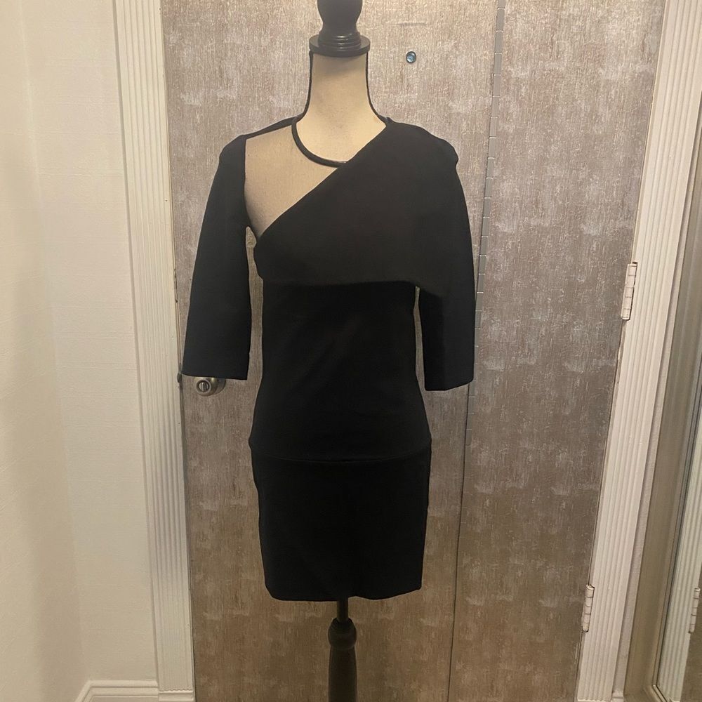 Givenchy mesh/ genuine leather detailed mini dress, M